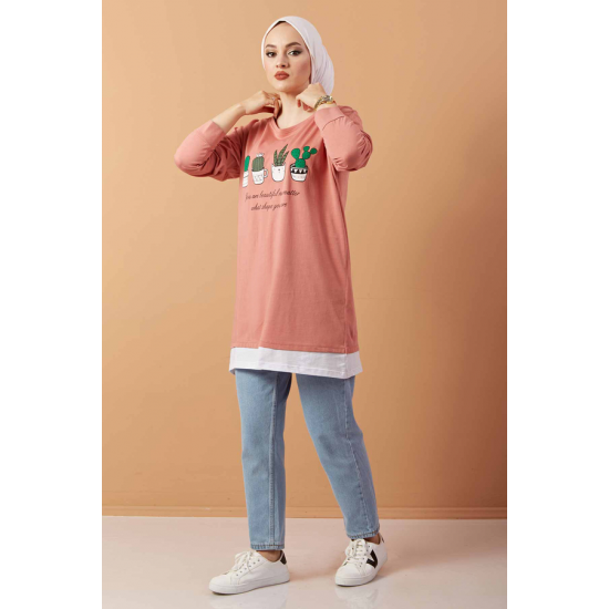 Printed Sweat  Tunic Rose