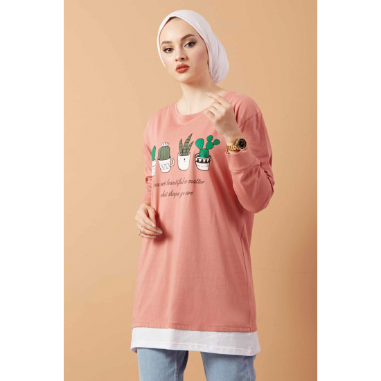 Printed Sweat  Tunic Rose