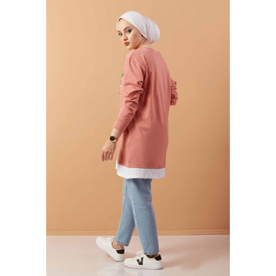 Printed Sweat  Tunic Rose