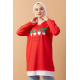 Printed Sweat  Tunic Red