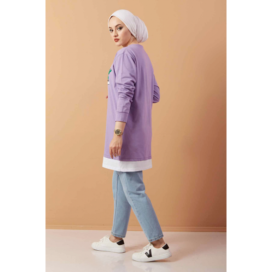 Printed Sweat  Tunic Lilac color