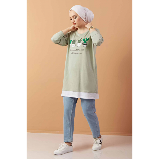 Printed Sweat  Tunic Mint color