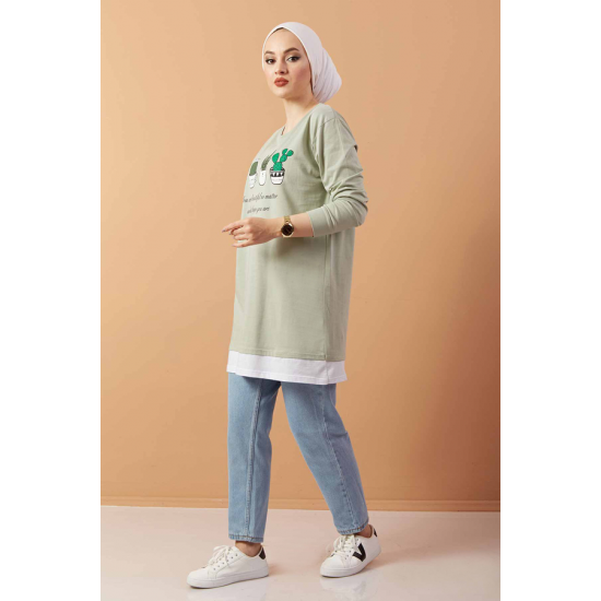 Printed Sweat  Tunic Mint color