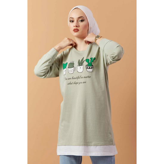 Printed Sweat  Tunic Mint color